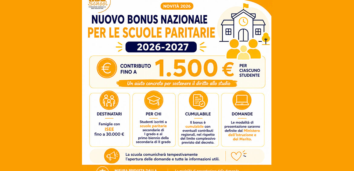 Bonus nazionale per le scuole paritarie 2026-2027: fino a 1.500 euro per studente